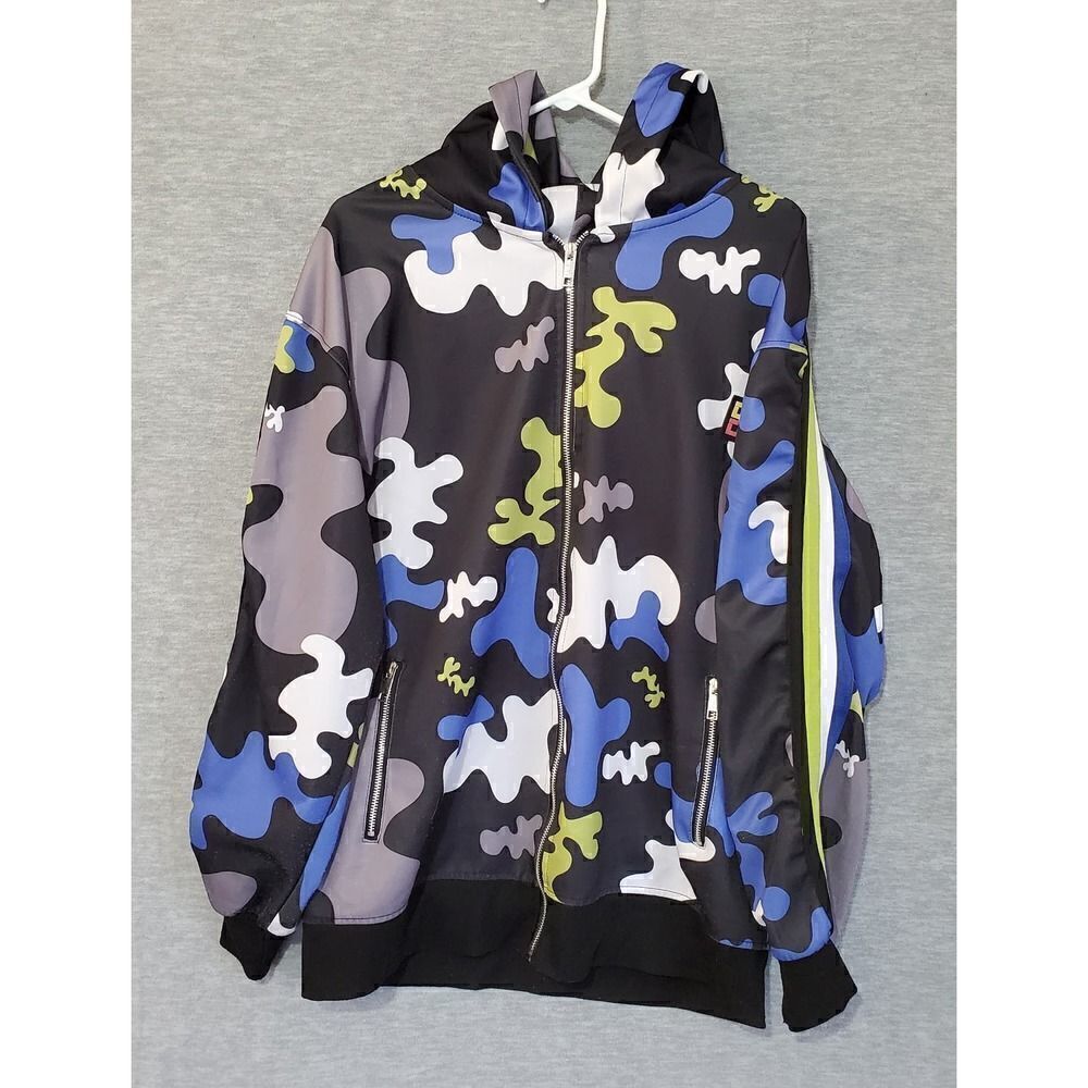 Demonlition Hoodie Mens 2XL Black Camo Fleece Full Zip Jacket